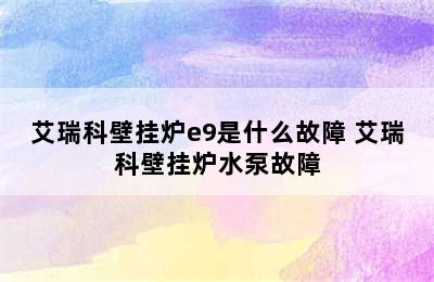 艾瑞科壁挂炉e9是什么故障 艾瑞科壁挂炉水泵故障